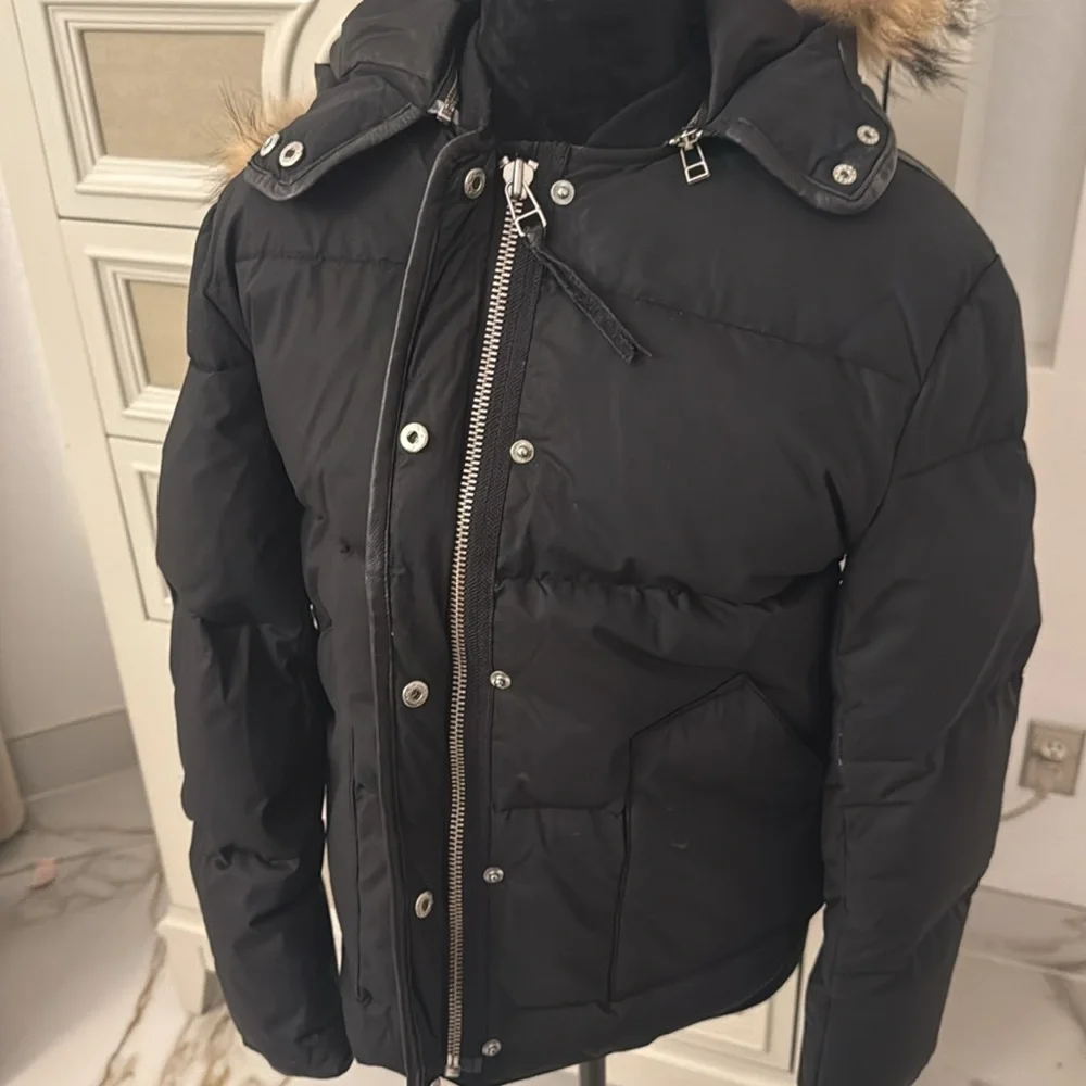 Sandro puffer with real raccoon fur
